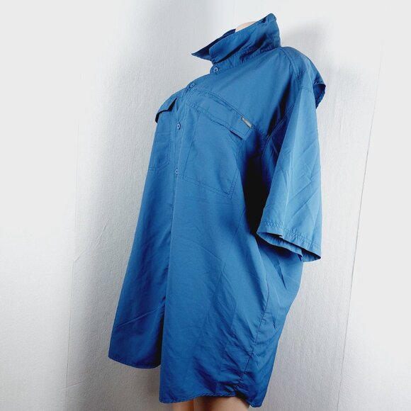 Columbia Women's Blue Omni-Shield Short Sleeve Button-Up Shirt Size 2XL - Picture 4 of 10